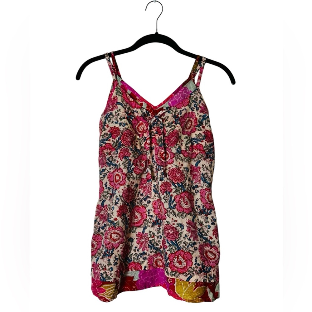Vintage Cotton Village Floral Babydoll Top Cottage Y2K Boho Tassels Size Small